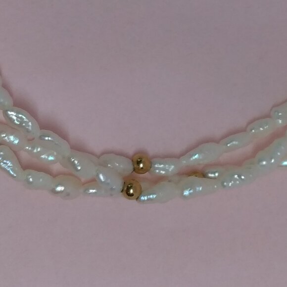 14k solid yellow gold,rice pearl bracelet - Picture 5 of 6